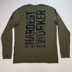 Under Armour Project Rock T-Shirt Mens M Green Heatgear Loose Bull Logo Gym